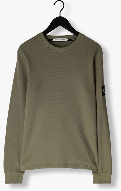 Olive CALVIN KLEIN Pullover BADGE WAFFLE LS TEE - large