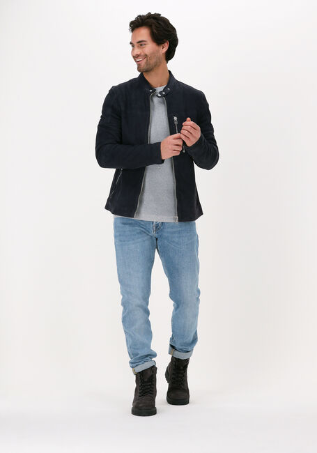 Dunkelblau GOOSECRAFT Lederjack GALLION BIKER - large