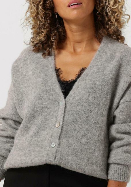 Graue SUMMUM Strickjacke CARDIGAN FEATHER LIGHT ALPACA KNIT - large