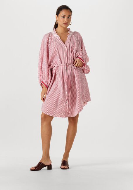 Rote POM AMSTERDAM Minikleid DRESS SEERSUCKER RED WHITE - large