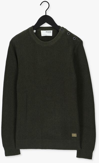 Dunkelgrün SELECTED HOMME Pullover SLHIRVEN LS KNIT BUTTON CREW W - large