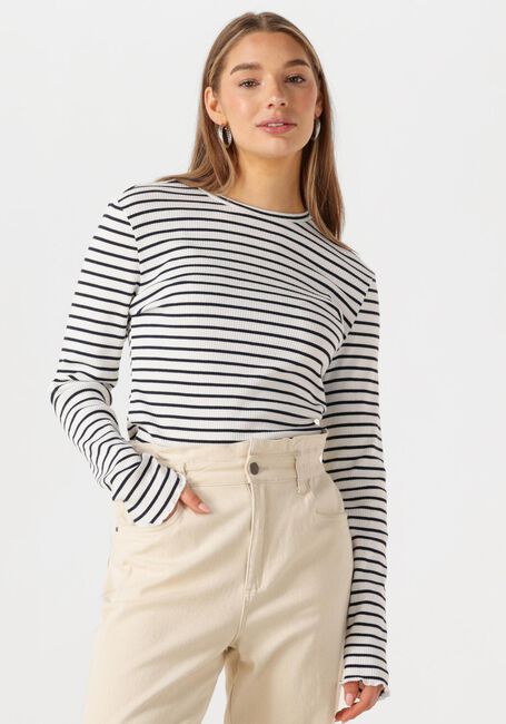 Weiße COLOURFUL REBEL T-shirt JESSIE STRIPE RIB LONG SLEEVE TOP - large