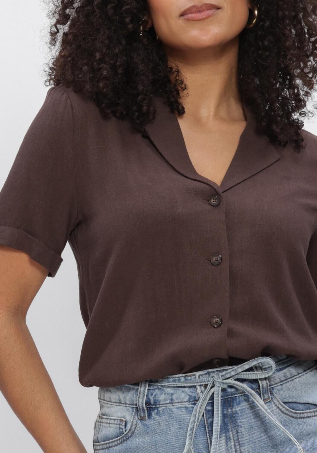 Braune OBJECT Blusen OBJSANNE S/S RE SHIRT - large