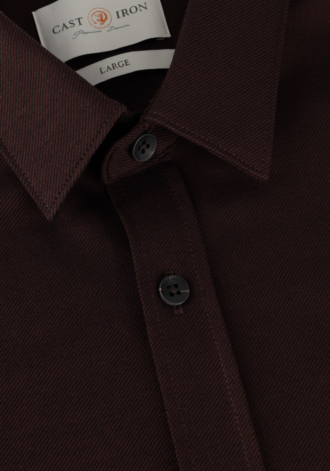 Braune CAST IRON Casual-Oberhemd LONG SLEEVE SHIRT TWILL JERSEY 2 TONE - large