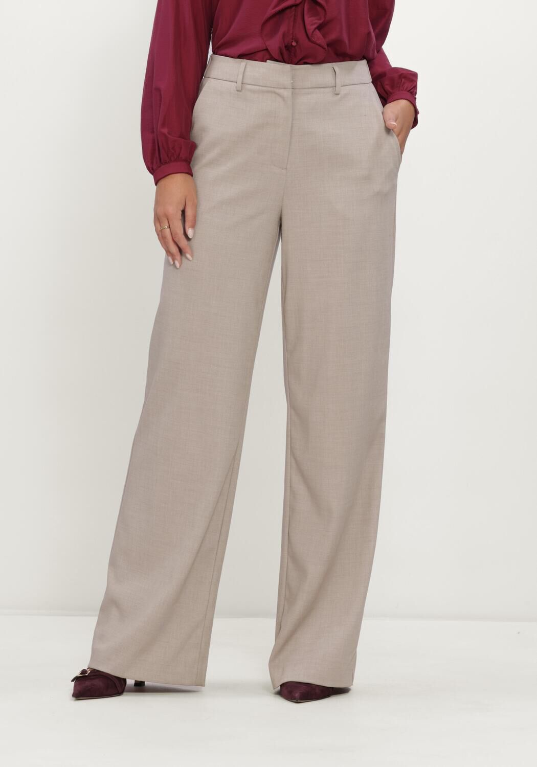 Beige MSCH COPENHAGEN Weite Hose MSCHMARCELI HW PANTS LONG - large