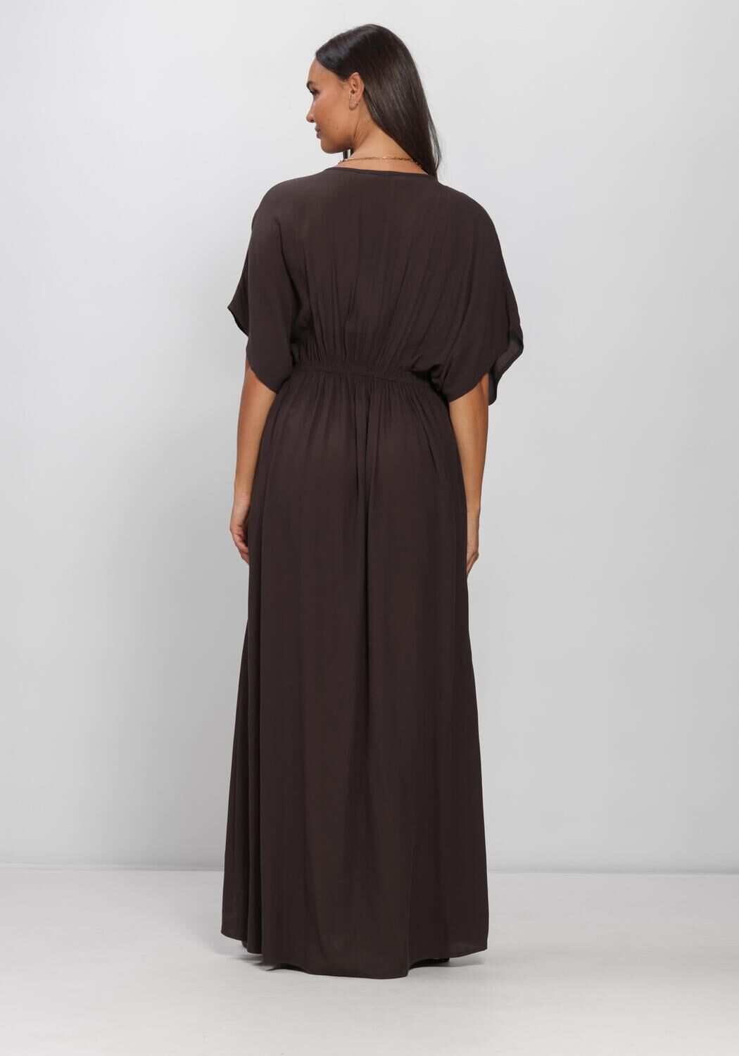 Braune BY-BAR Maxikleid LONG TWILL DRESS - large