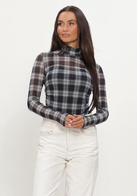 Schwarze DANTE6 Tops & T-shirts CASHA PRINTED CHECK MESH TOP - large