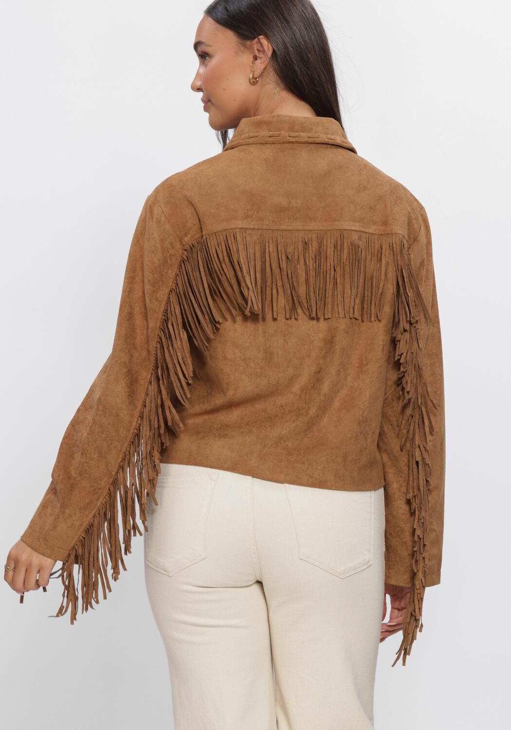 Braune NEO NOIR Jack LAURON FAUX SUEDE JACKET - large