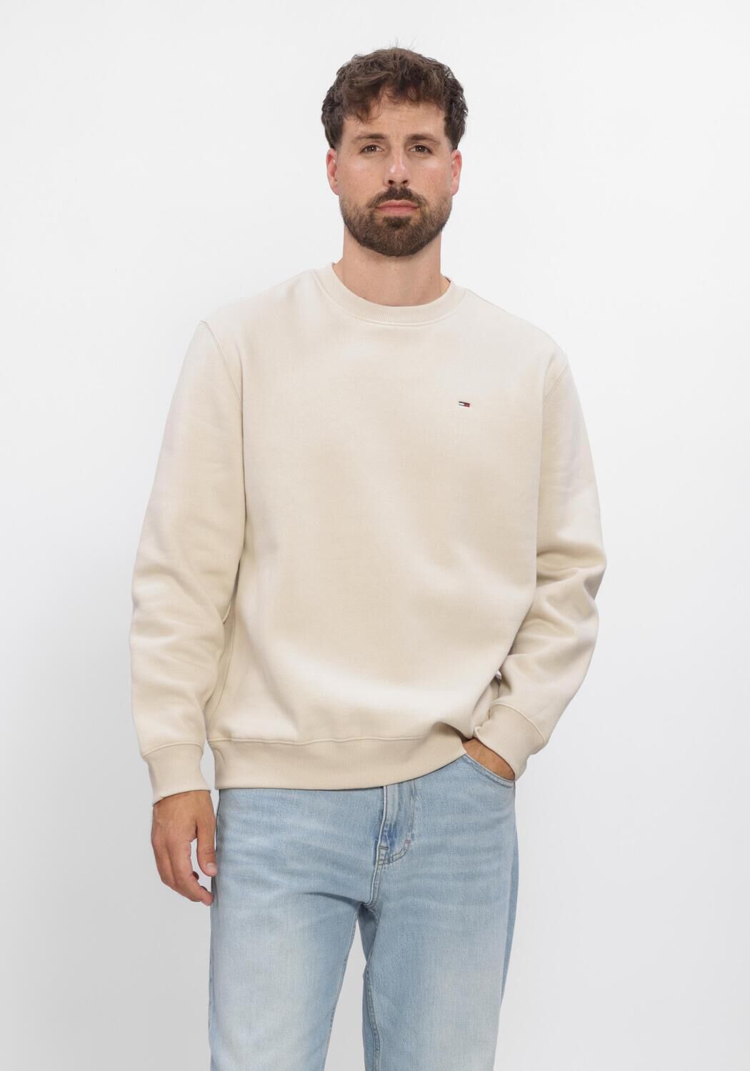Olive TOMMY JEANS Pullover TJM REG S FLAG CREW EXT - large
