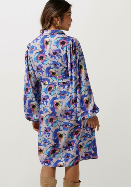 Blaue JANSEN AMSTERDAM Minikleid PF508 PRINTED LONG SLEEVE BLOUSE DRESS - large