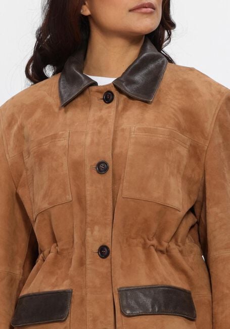 Camelfarbene STUDIO AR Lederjack BRUNA GOAT SUEDE - large