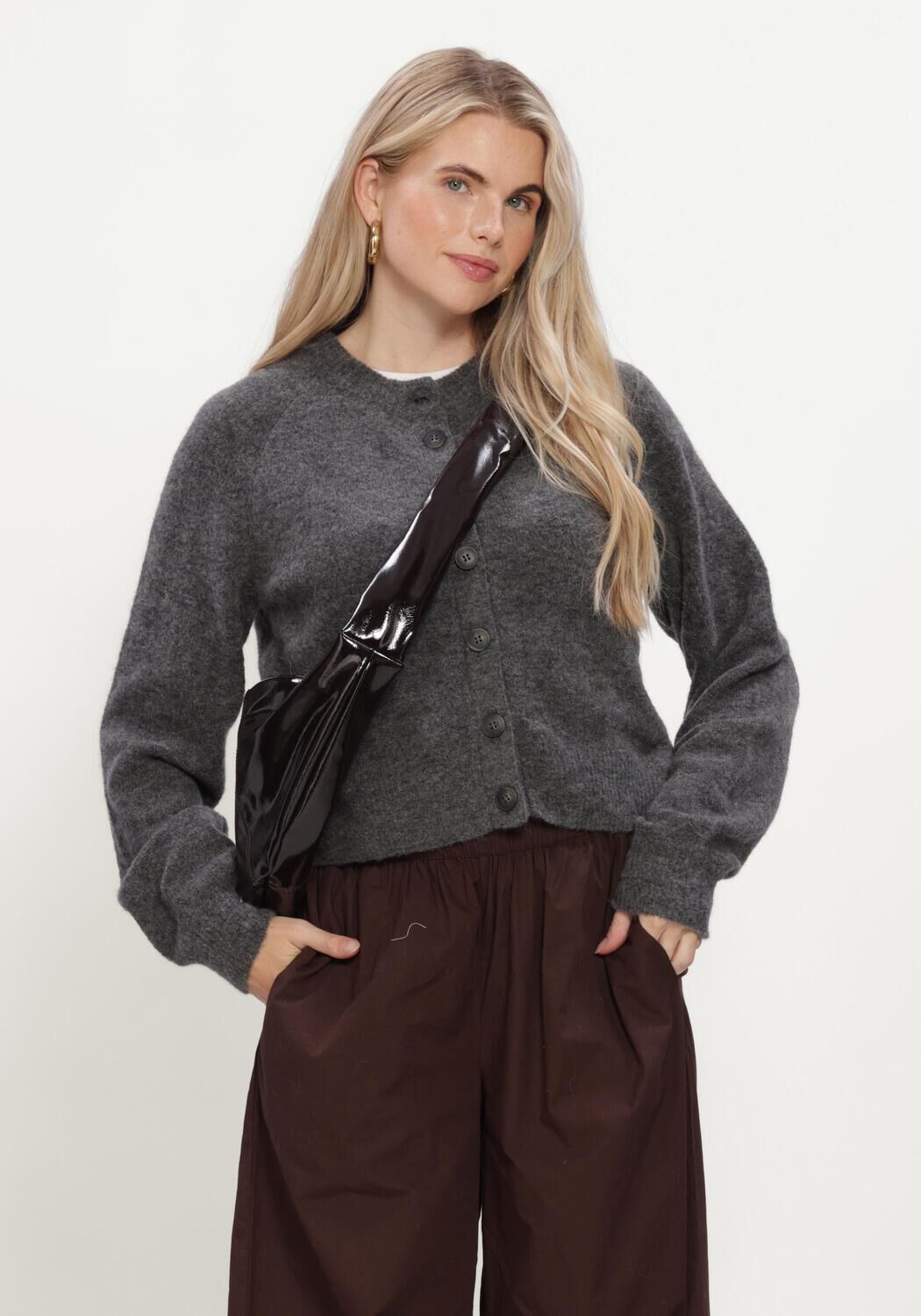 Dunkelgrau Y.A.S. Strickjacke YASJOHI LS WOOL BLEND CARDIGAN - large