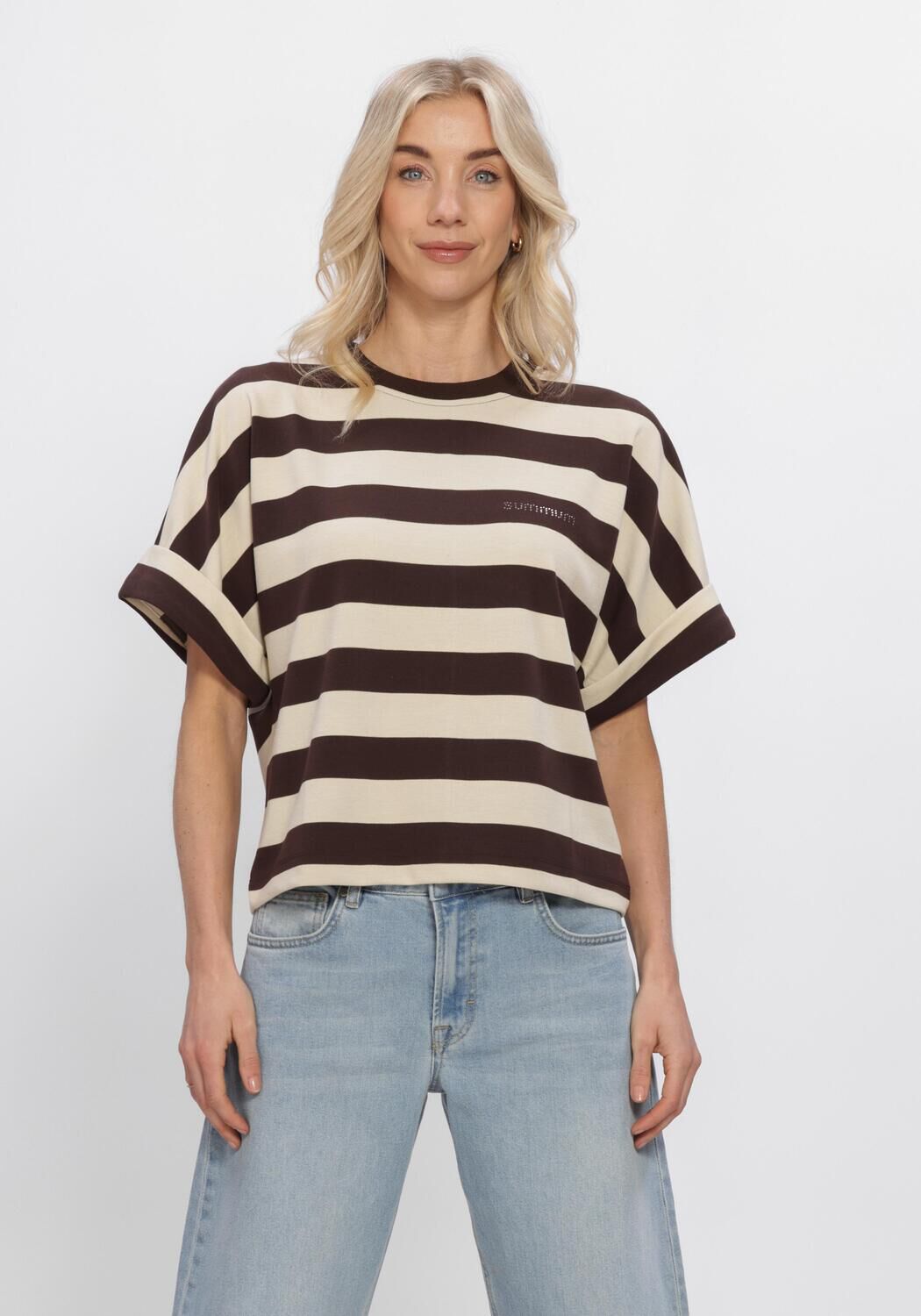 Braune SUMMUM Tops & T-shirts TOP BIG STRIPE HEAVY JERSEY - large