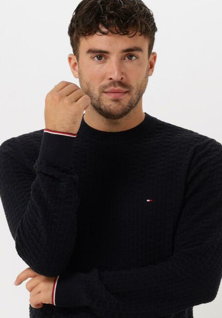 Dunkelblau TOMMY HILFIGER Pullover EXAGGERATED STRUCTURE CREW NECK - large
