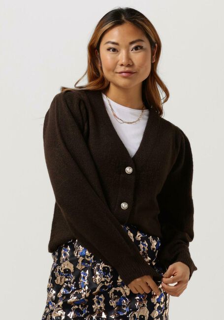 Braune OBJECT Strickjacke NONSIA L/S SHORT CARDIGAN - large
