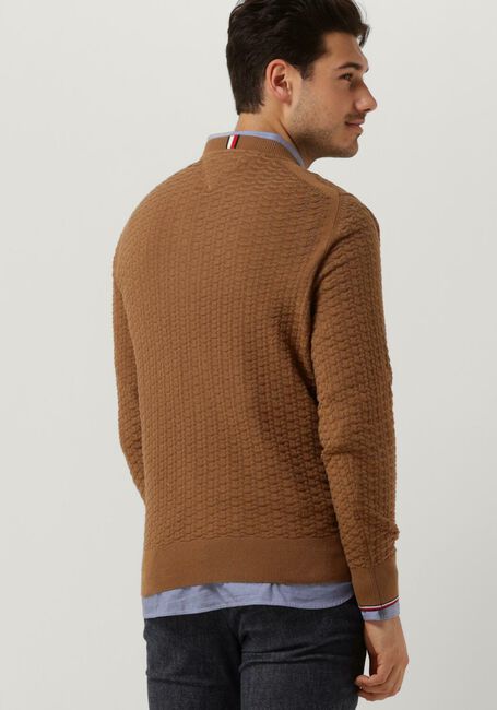 Camelfarbene TOMMY HILFIGER Pullover EXAGGERATED STRUCTURE CREW NECK - large