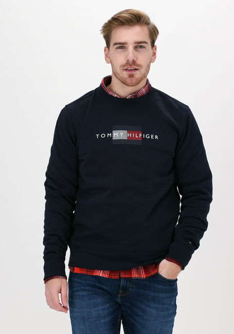 Dunkelblau TOMMY HILFIGER Sweatshirt LINES HILFIGER CREWNECK - large