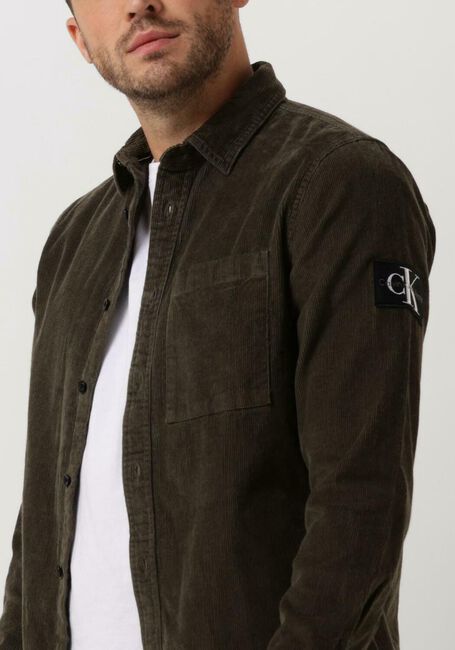 Olive CALVIN KLEIN Overshirt MONOLOGO BADGE CORDUROY SHIRT - large