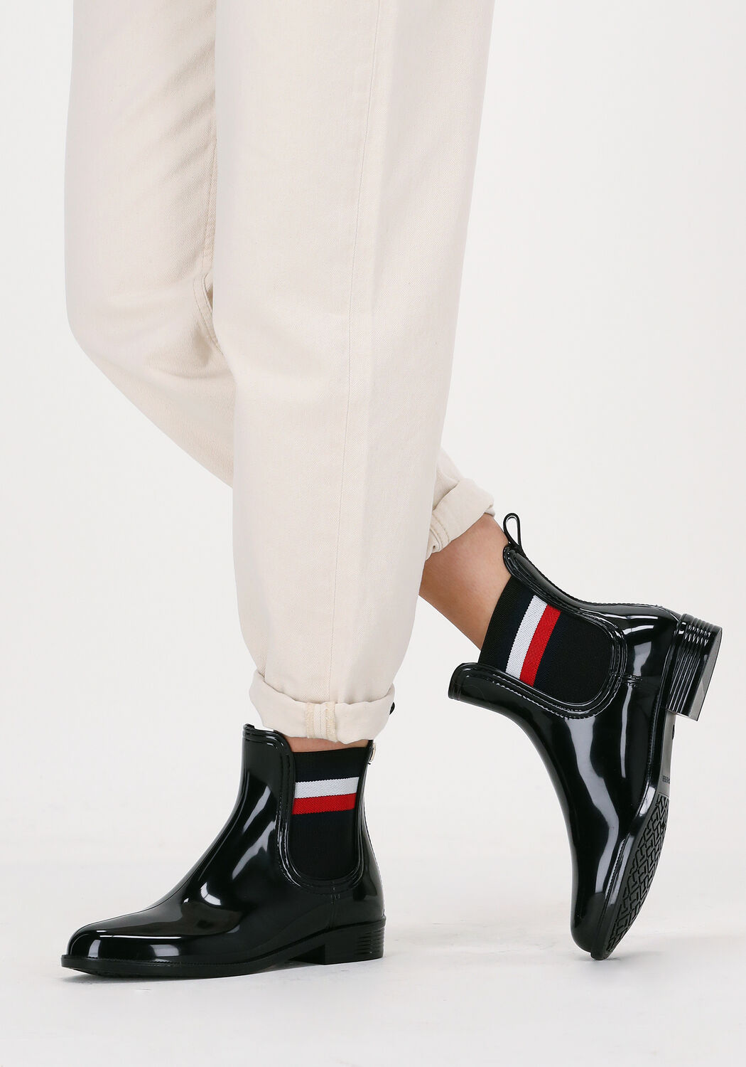 Schwarze TOMMY HILFIGER Gummistiefel CORPORATE RIBBON RAINBOOT - large