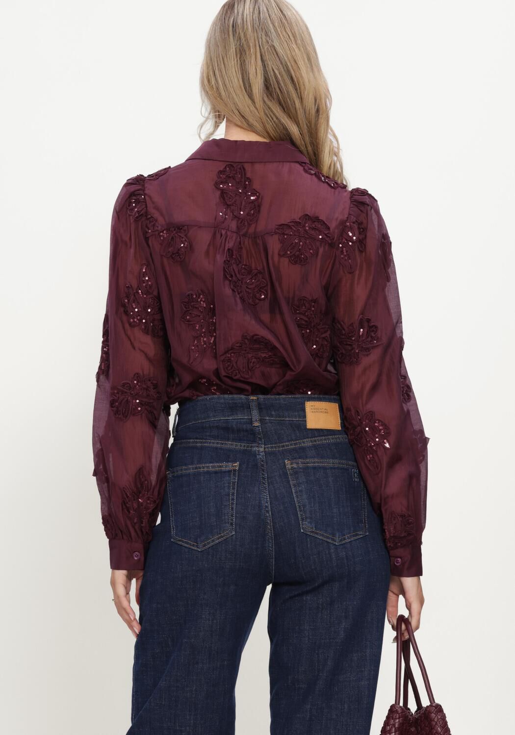 Bordeaux NUKUS Blusen ANTONELLA BLOUSE PAILLET FLOWER: - large