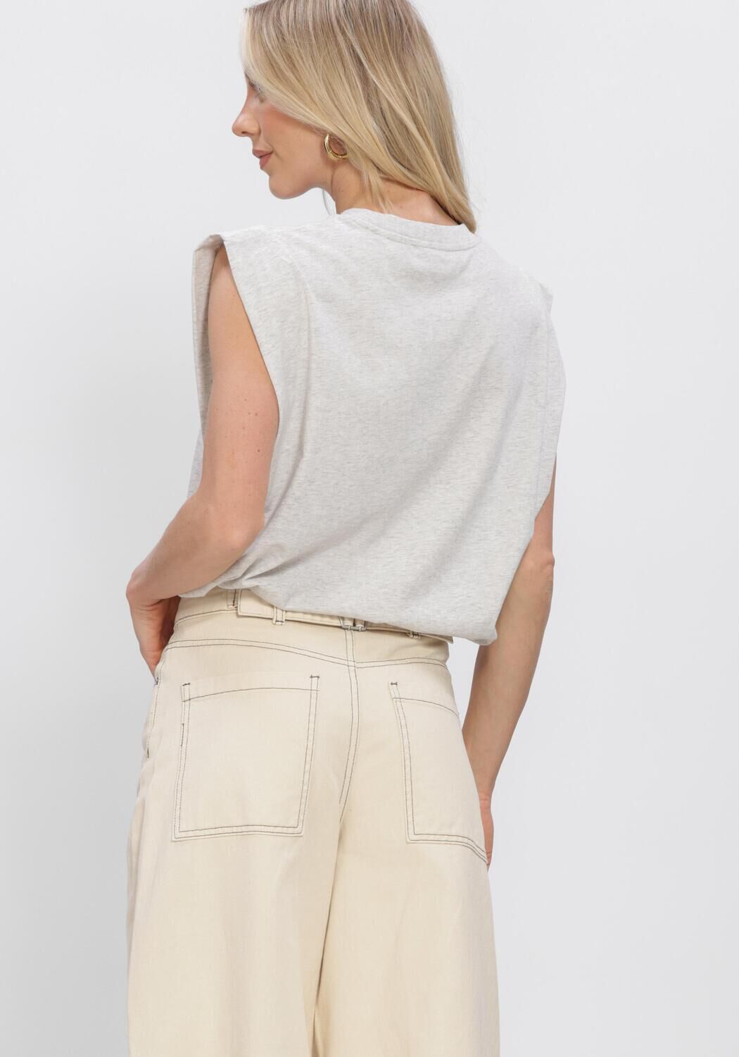 Graue CATWALK JUNKIE Tops & T-shirts FOLDED SHOULDER SINGLET - large