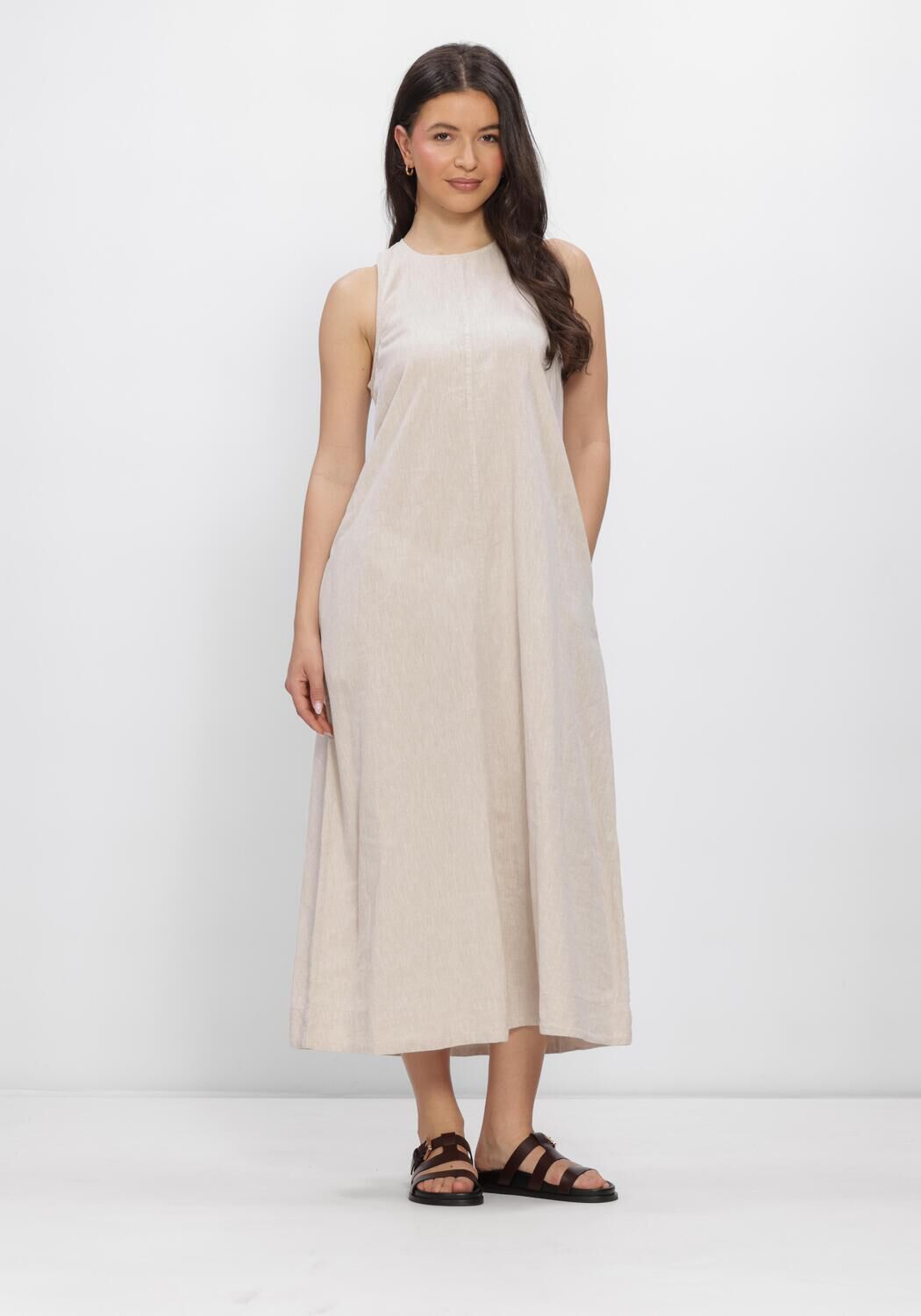 Beige SELECTED WOMEN Maxikleid SLFLUISA RELAXED LINEN BLEND DRESS - large