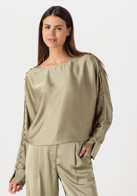 Khaki DANTE6 Blusen ROCCO SATIN BUTTON DETAIL TOP - large