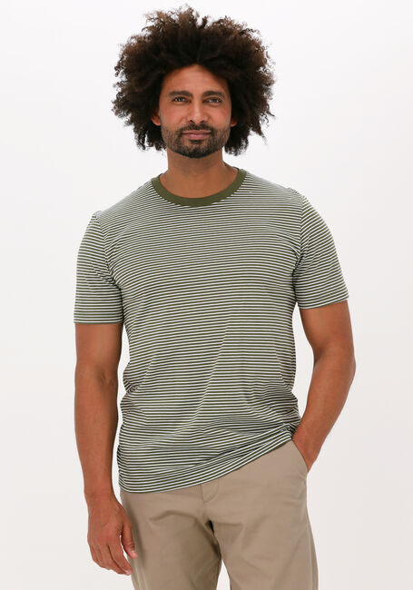Olive SELECTED HOMME T-shirt SLHNORMAN180 STRIPE SS O-NECK  - large