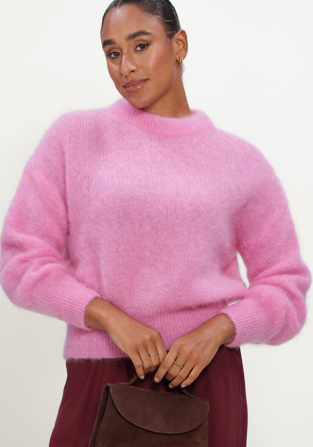 Rosane TWNS Pullover SOLID LONG-SLEEVE ROUND NECK SWEATER - large