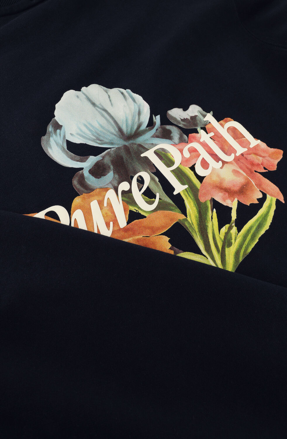 Dunkelblau PURE PATH Sweatshirt TRIO OF FLOWERS CREWNECK - large