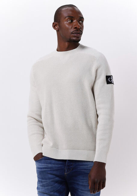 Beige CALVIN KLEIN Sweatshirt MONOLOGO BADGE SWEATER - large