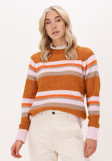 Braune SELECTED FEMME Pullover SLFSTAR LS KNIT RIB STRIP X-MA - large