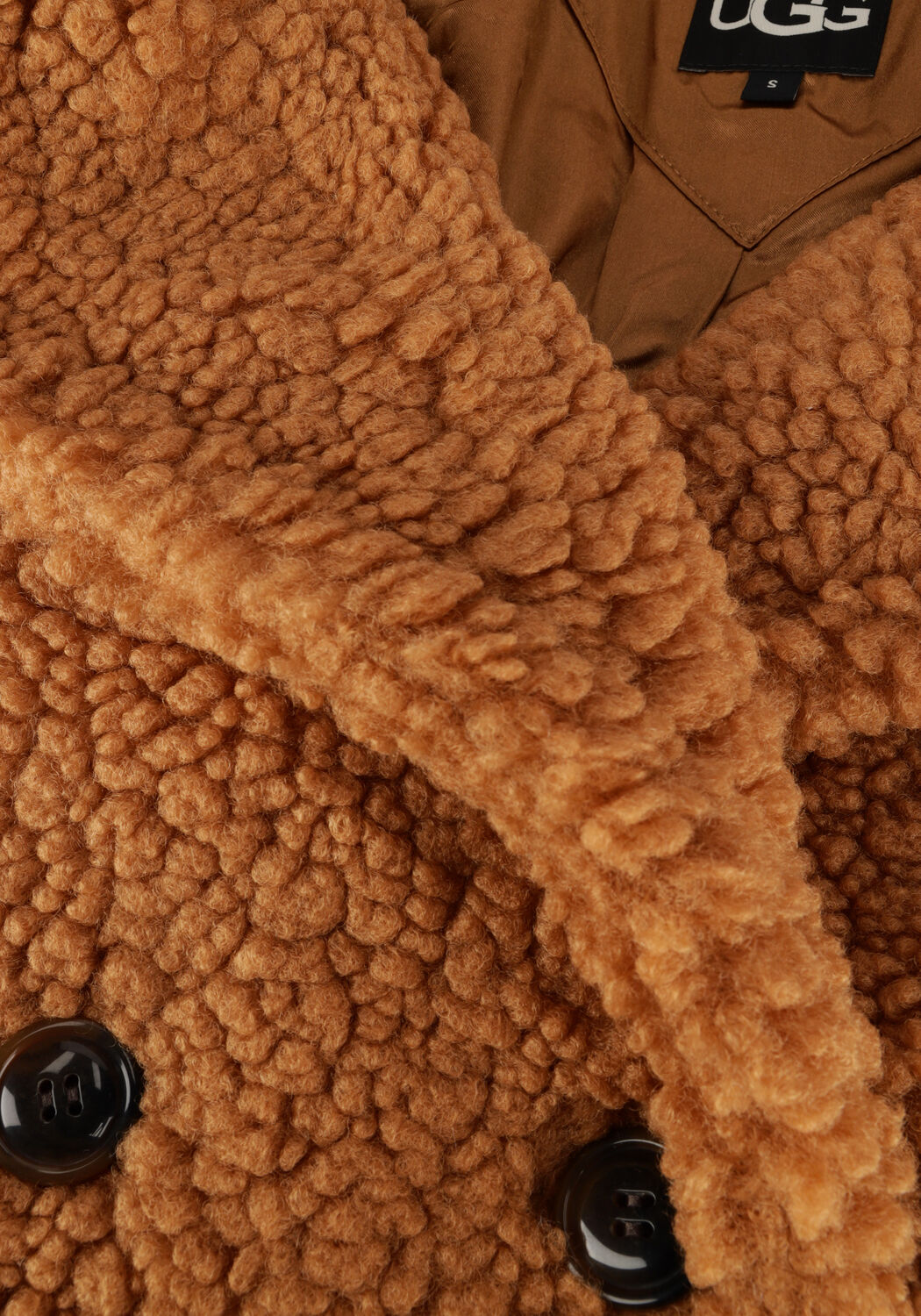 Camelfarbene UGG Teddy-Jacke GERTRUDE LONG TEDDY COAT - large