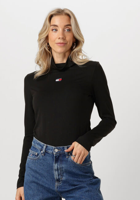 Schwarze TOMMY JEANS Rollkragenpullover TJW SLIM BADGE MOCKNECK - large