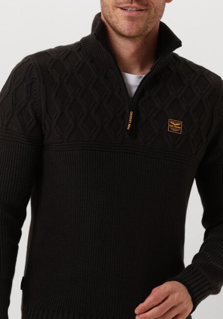 Schwarze PME LEGEND Pullover & Cardigans HALF ZIP COLLAR COTTON MIX YARN - large