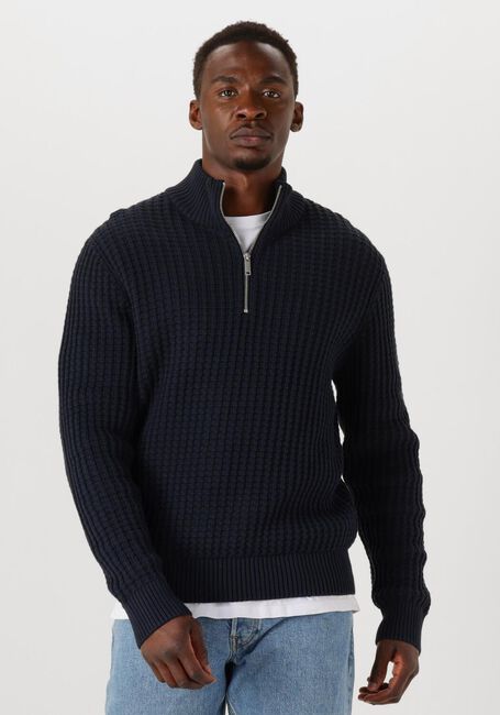 Dunkelblau SELECTED HOMME Pullover SLHTOM LS KNIT STRUCTURE HALF ZIP - large