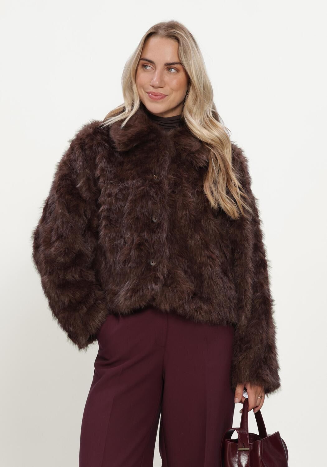 Braune SUMMUM Fake-Fur-Jack JACKET SOFT FAUX FUR - large