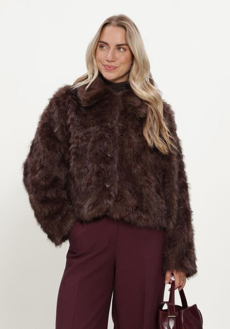 Braune SUMMUM Fake-Fur-Jack JACKET SOFT FAUX FUR - large