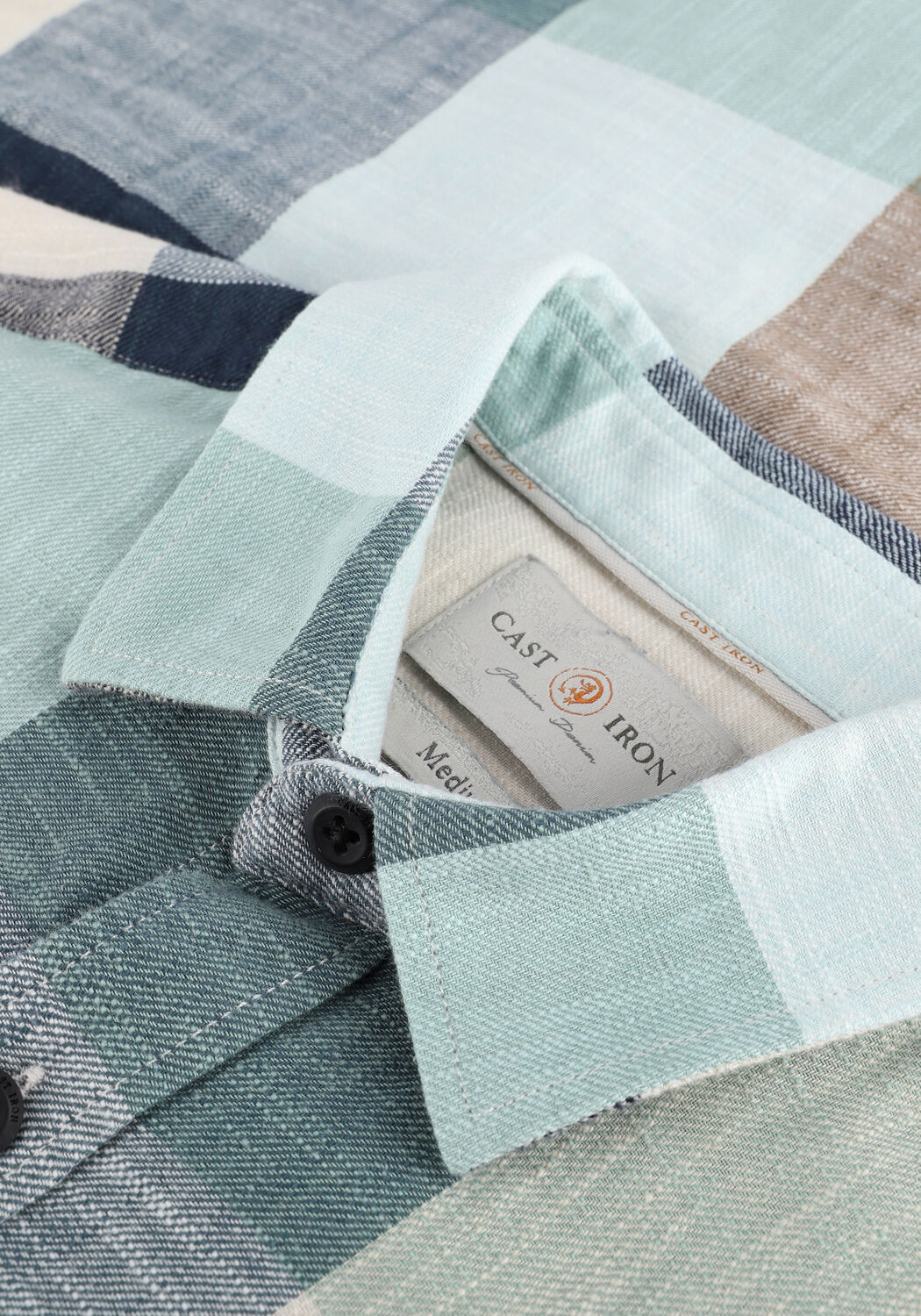 Gr&uuml;ne CAST IRON Casual-Oberhemd LONG SLEEVE SHIRT BOLD CHECK SLUB COTTON - large