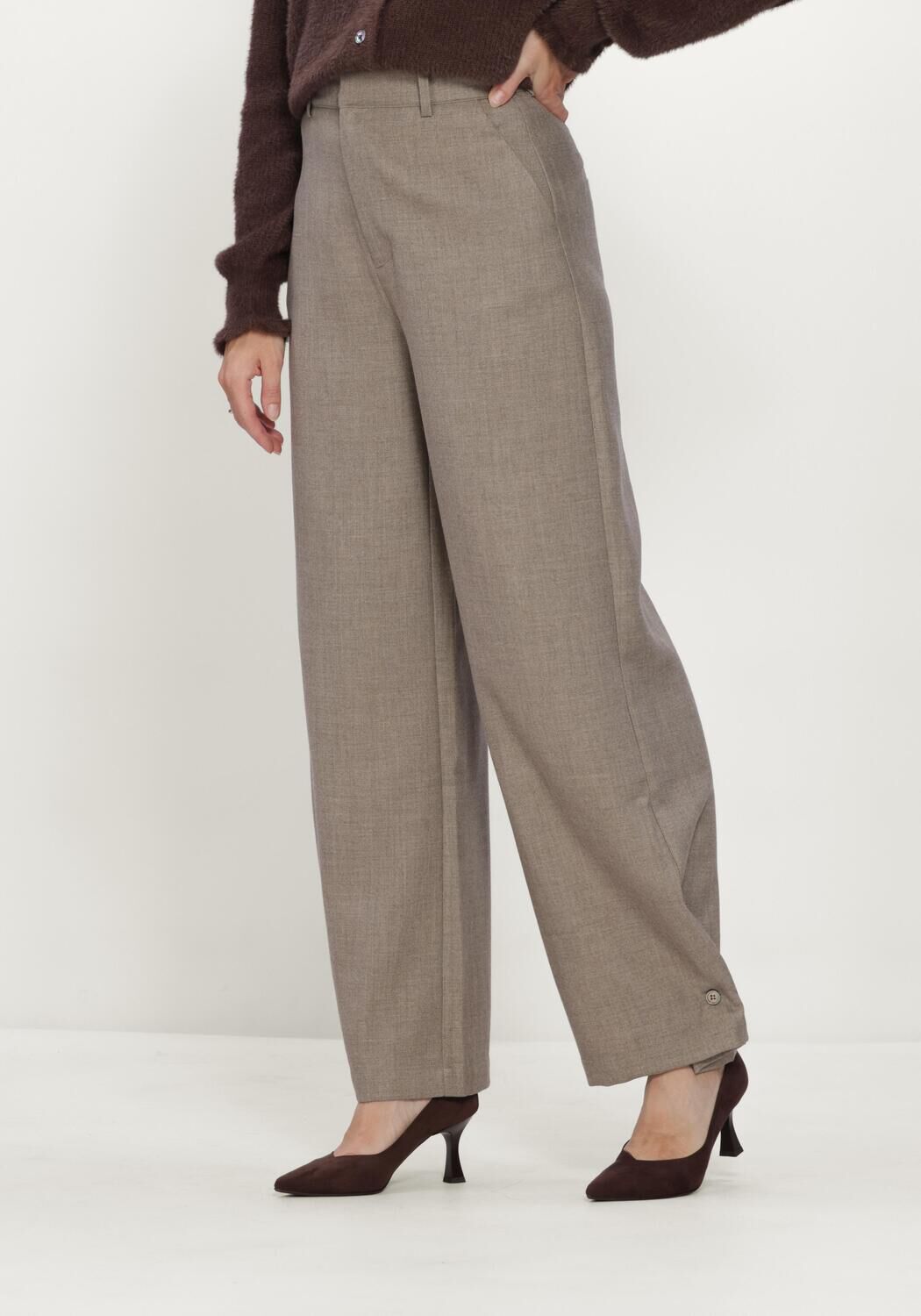 Graue RUBY TUESDAY Blusen CLENDIS TAPPERED BUTTON DETAIL PANTS - large