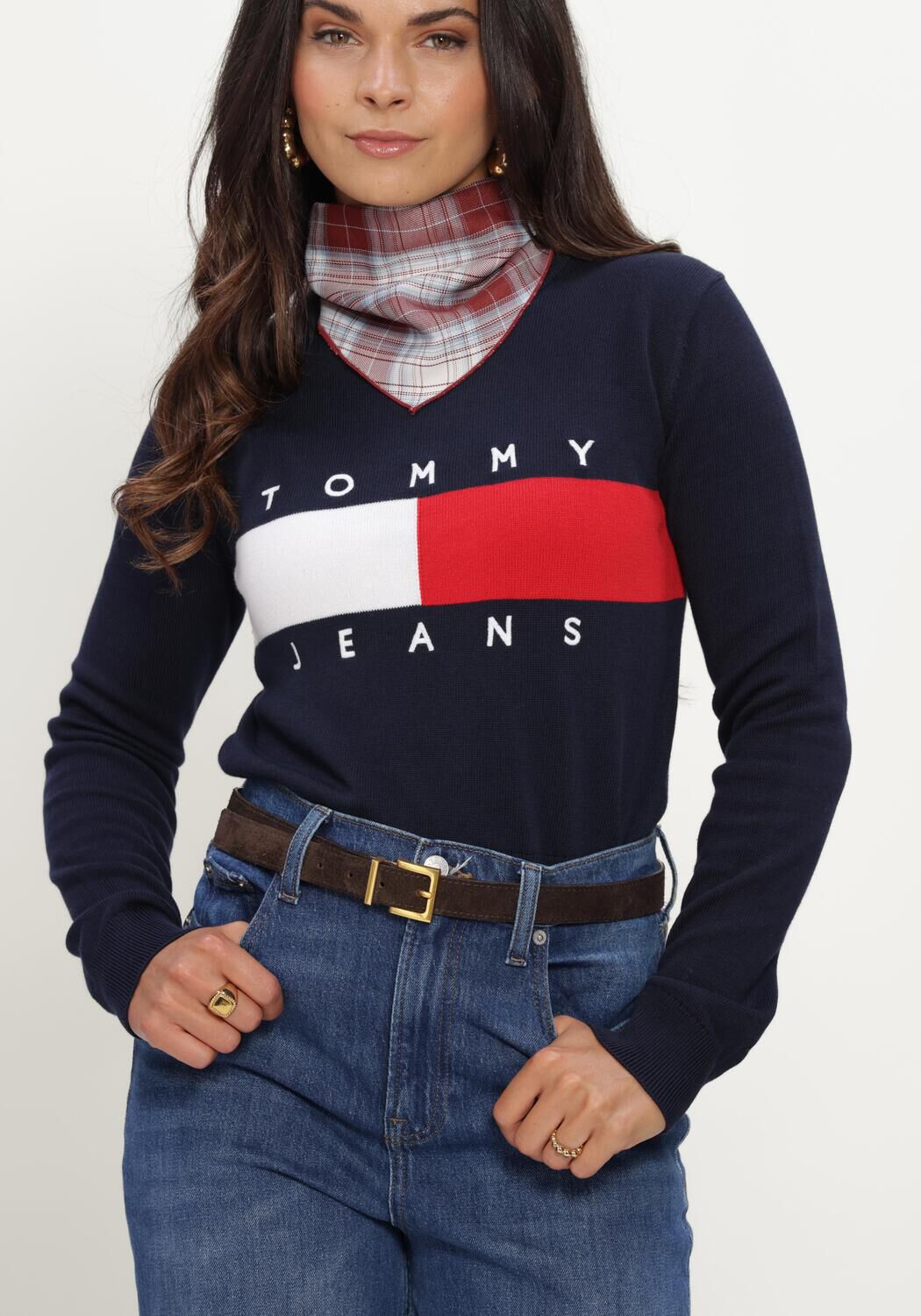 Dunkelblau TOMMY JEANS Sweatshirt TJW FLAG CREW NECK SWEATER EXT - large