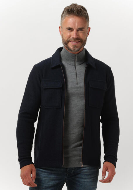 Dunkelblau CAST IRON Overshirt ZIP JACKET BOILED WOOL - large