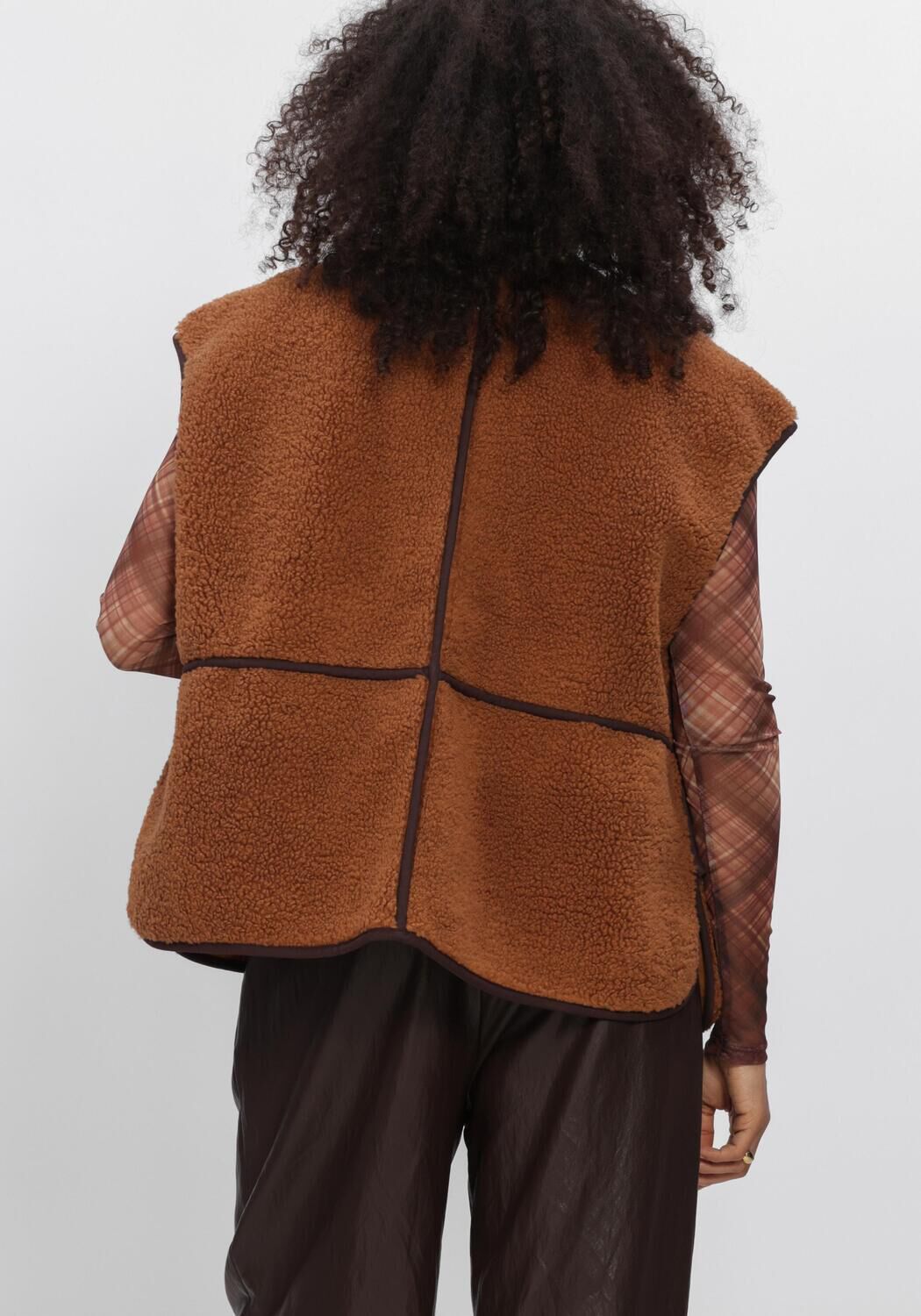 Braune SUMMUM Strickjacke BODYWARMER BONDED TEDDY - large