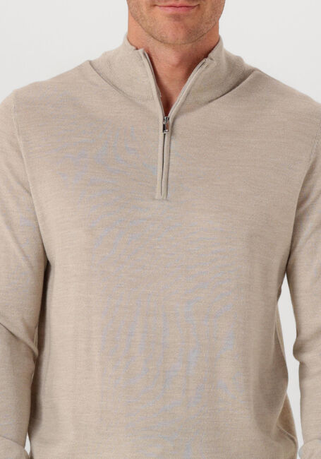 Sand PROFUOMO Pullover PULLOVER HALF ZIP MERINO - large