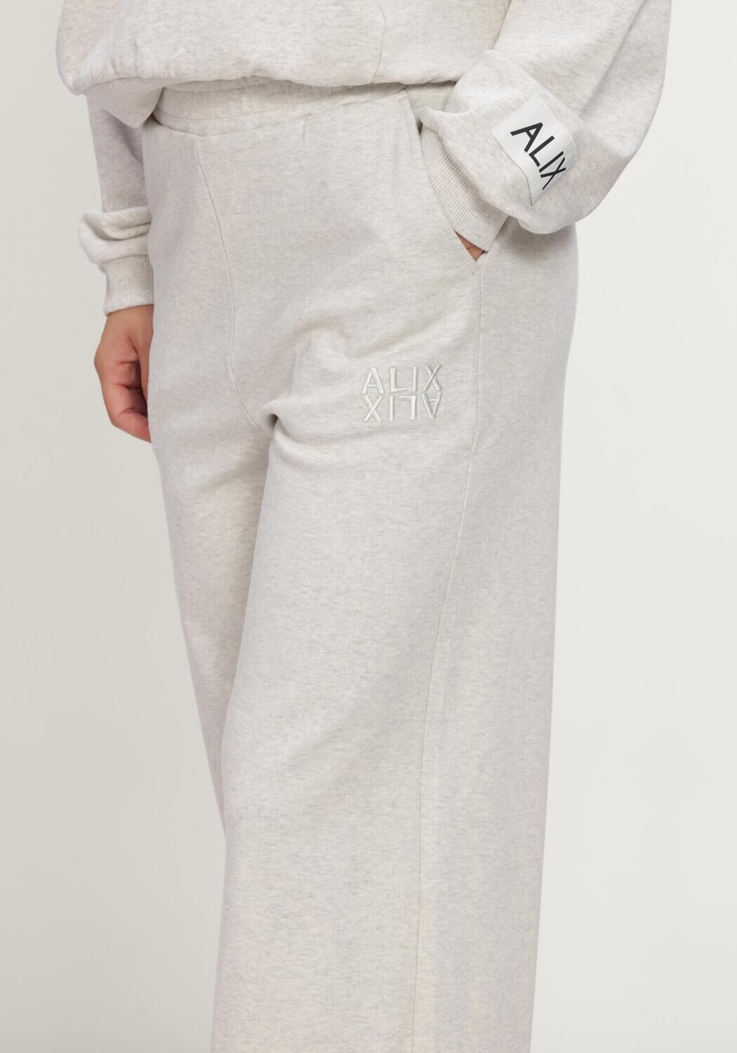 Graue ALIX THE LABEL Hosen LADIES KNITTED WIDE LEG PANTS - large