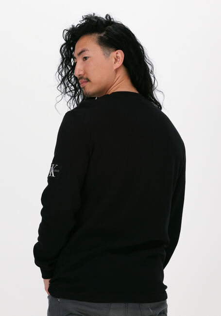 Schwarze CALVIN KLEIN Sweatshirt BADGE WAFFLE LS TEE - large