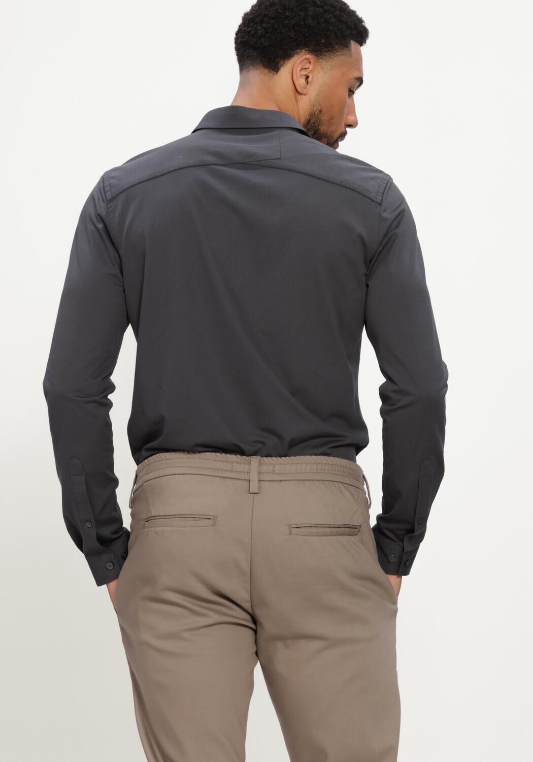 Dunkelgrau CAST IRON Casual-Oberhemd LONG SLEEVE SHIRT TECH FINE JERSEY - large