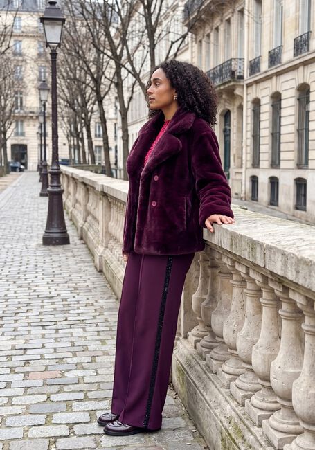 Bordeaux POM AMSTERDAM Fake-Fur-Jack CLEO DARK PLUM - large