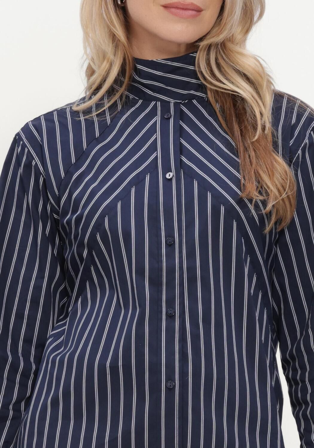 Blaue CO'COUTURE Blusen SOMOCC STRIPE FUNNEL NECK SHIRT - large