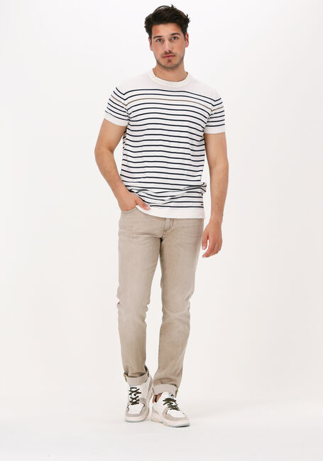 Wei&szlig;e DSTREZZED T-shirt CREW S/S CONTRAST STRIPE KNIT - large